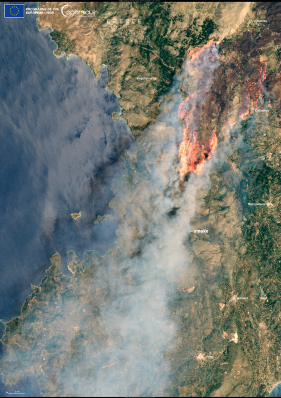 Wildfire emergency on Chios, Greece (Copernicus 2025-06-24)